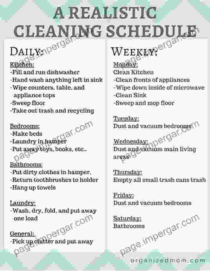 Image Of A Cleaning Schedule The 8 Minute Organizer: Easy Solutions To Simplify Your Life In Your Spare Time